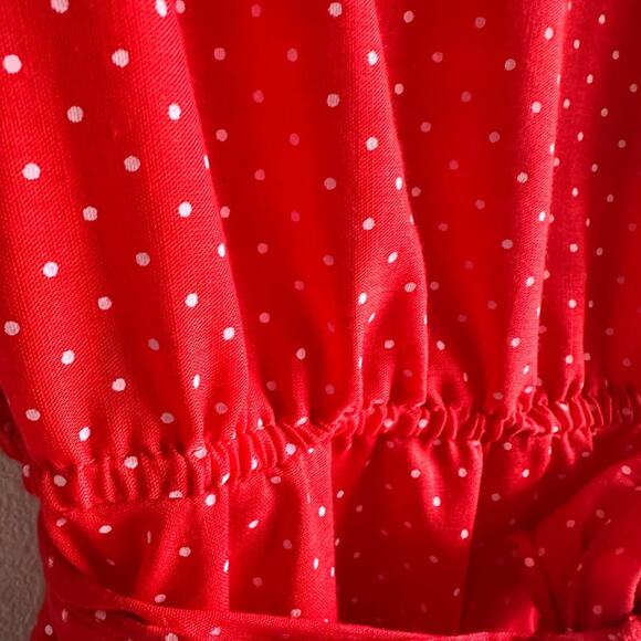 Vintage 80s Frederick’s of Hollywood Red Polka Dot Ruffle Dress Size 11 Pin-Up - Picture 3 of 8